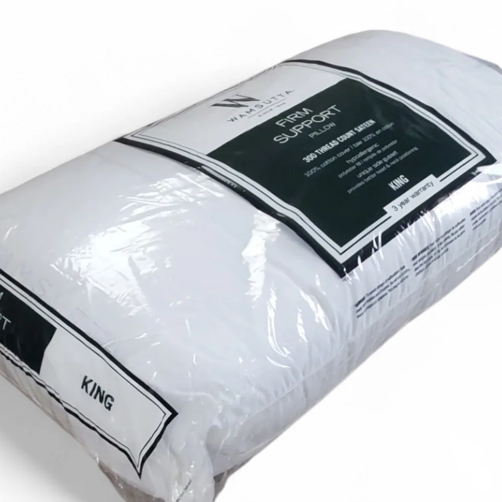 New Authentic Wamsutta Firm Support Pillow - Classic White. King Size.